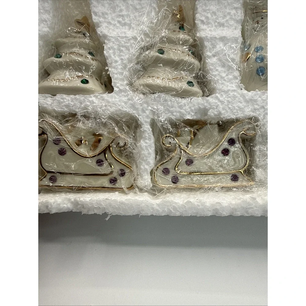 Lenox Christmas Jeweled Salt & Pepper Shakers Set of 4 New 2.5 Inches Tall